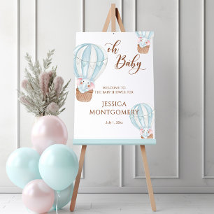 Oh Baby Script Elephant in Hot Air Balloon Welcome Foam Board