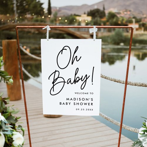 Oh Baby Script Minimalist Baby Shower Welcome Sign