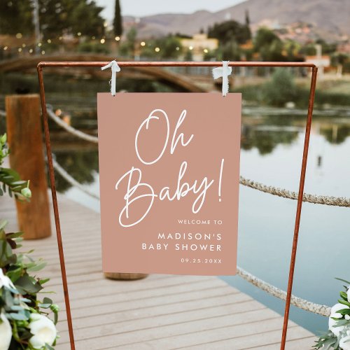 Oh Baby Script Terracotta Baby Shower Welcome Sign