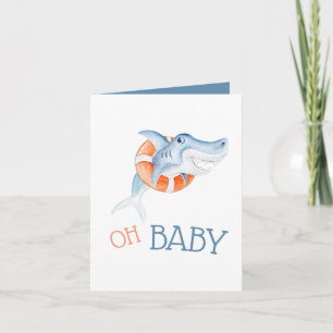 Oh baby Shark watercolor thank you card