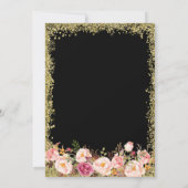 Oh Baby Shower - Black Gold Glitters Pink Floral Invitation (Back)
