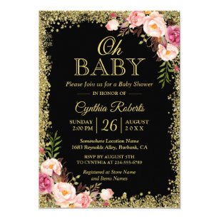 Pink And Black Baby Shower Invitations 4