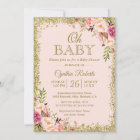 Oh Baby Shower - Blush Pink Gold Glitters Floral