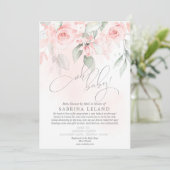 Oh Baby! Shower by Mail Vintage Blush Pink Roses Invitation (Standing Front)