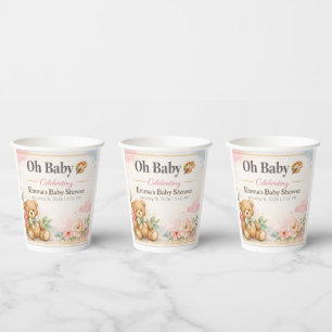 Oh Baby Shower Cups   Teddy Bear Party Décor