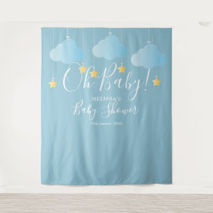 Oh Baby Shower Cute Blue Photo Booth Backdrop