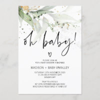 Oh Baby Shower Gender Neutral Baby Bash Greenery Invitation