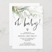 Oh Baby Shower Gender Neutral Baby Bash Greenery Invitation (Front/Back)