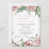 Oh Baby Shower Girl BOHO Watercolor Flower Crown Invitation (Front)