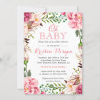 Oh Baby Shower Girly Elegant Chic Pink Flowers