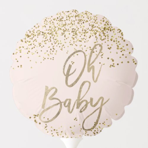 Oh baby shower gold confetti blush pink balloon