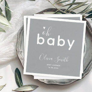 Oh Baby Shower Gray Napkins
