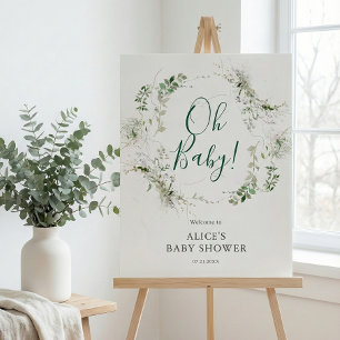 Oh Baby Shower Greenery Botanical Welcome Sign
