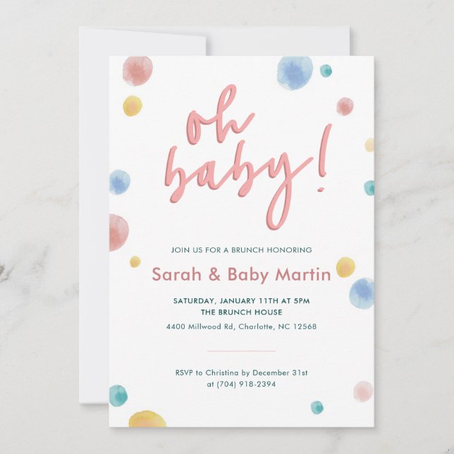 Oh Baby Shower Invitation (Front)