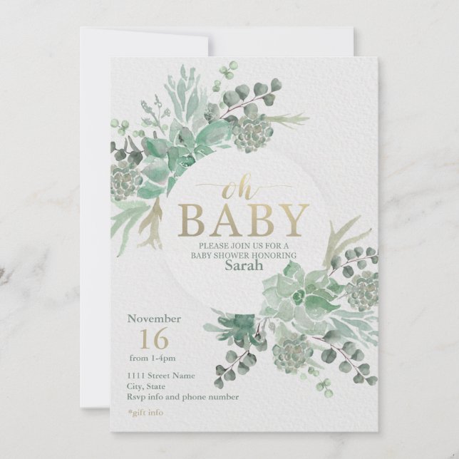 Oh Baby Shower Invitation (Front)