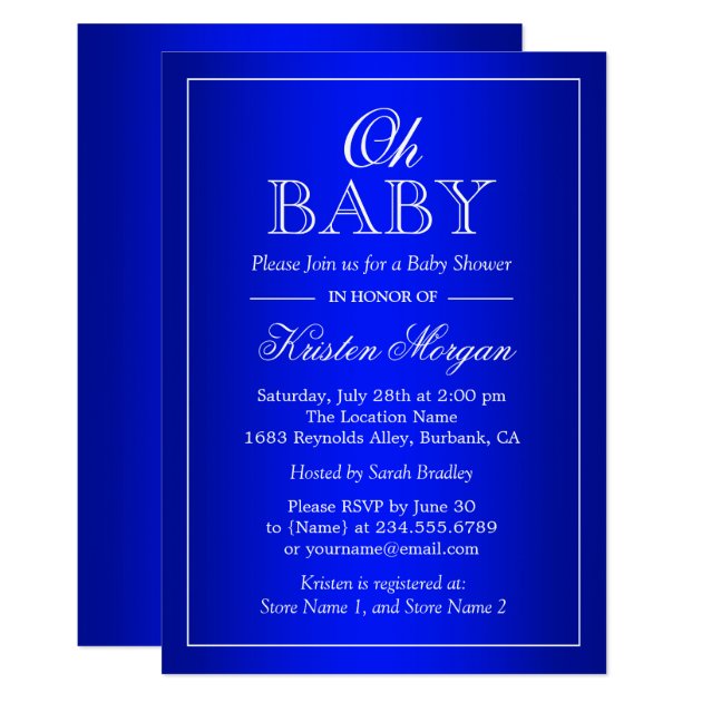 Royal blue and silver baby best sale shower invitations