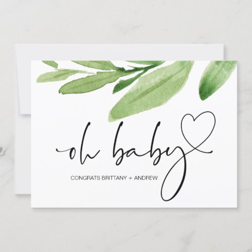 Oh Baby Shower New Mom Congratulations Eucalyptus Card