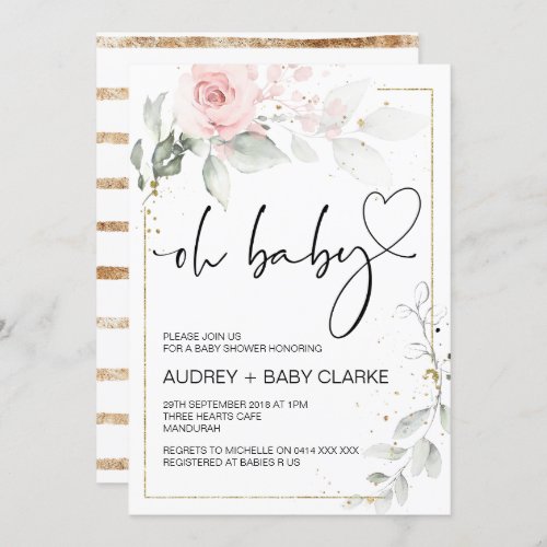 Oh Baby Shower Party Girl Boy Baby Party Floral Invitation