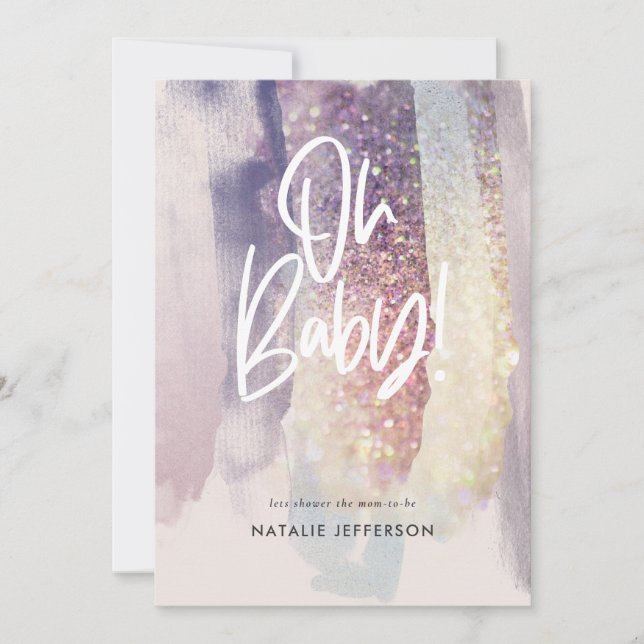 oh baby shower party glitter sparkle classy (Front)