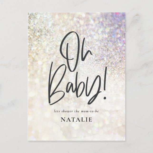 Oh baby! shower party Glitter sparkle classy Postcard (Front)