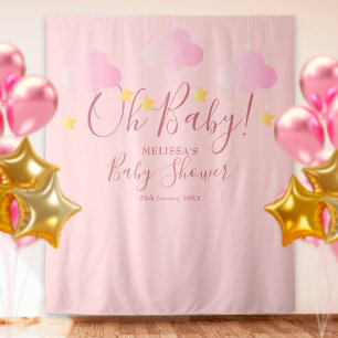 Oh Baby Shower Pretty Pink Photo Booth Backdrop
