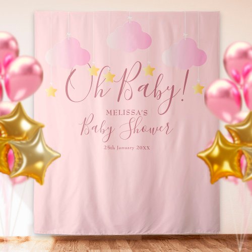 Oh Baby Shower Pretty Pink Photo Booth Backdrop
