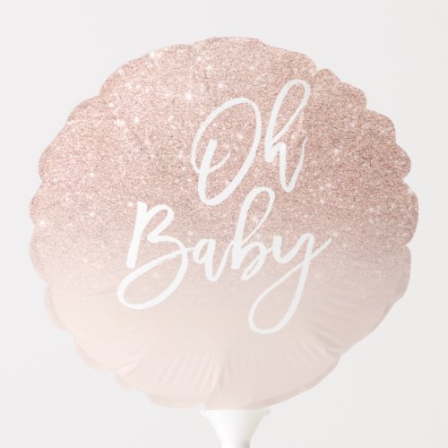 Oh baby shower rose gold glitter ombre blush pink balloon