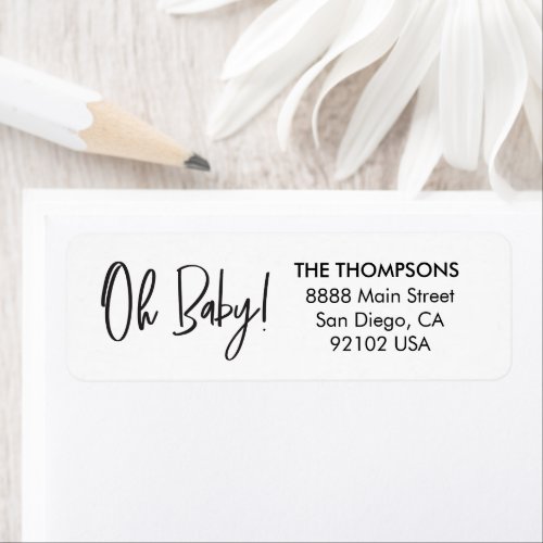 Oh Baby Shower Thank you Script Return address Label