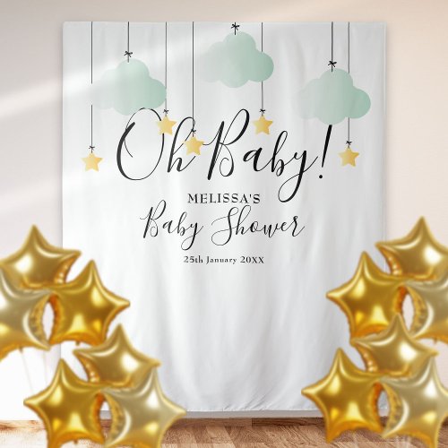 Oh Baby Shower Twinkle Stars Photo Booth Backdrop