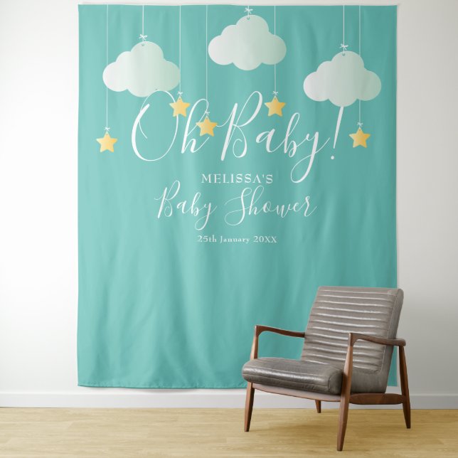 Oh Baby Shower Twinkle Stars Photo Booth Backdrop (In Situ)