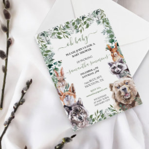 Oh Baby Shower Woodland Forest Animals Invitation