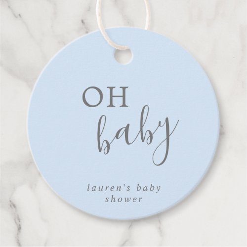 Oh Baby Simple Blue and Gray Boy Baby Shower Favor Tags