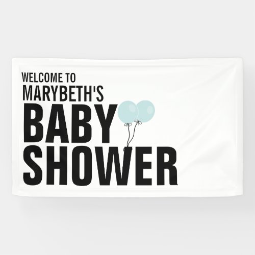 Oh Baby Simple Blue Balloon Baby Shower Banner