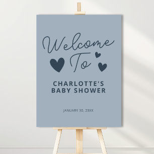 Oh Baby Simple Dusty Blue Boy Baby Shower Welcome Foam Board