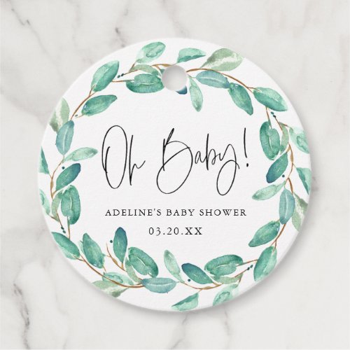 Oh Baby Simple Eucalyptus Leaves Baby Shower Favor Tags