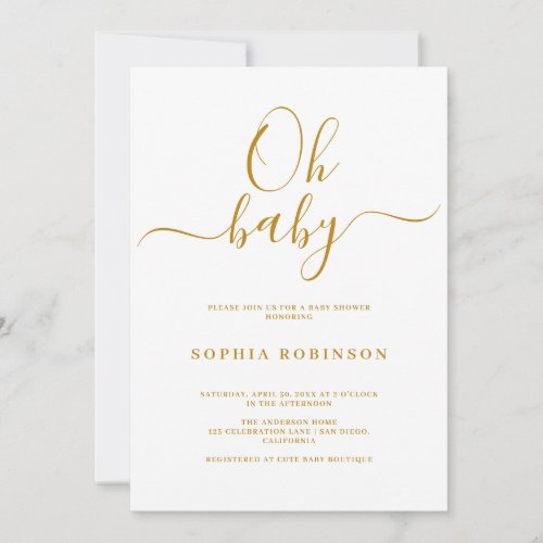 Oh Baby Simple Minimalist Baby Shower Invitation