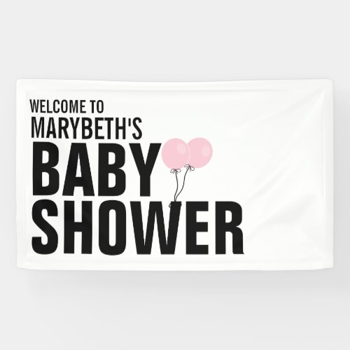 Oh Baby Simple Pink Balloon Baby Shower Banner