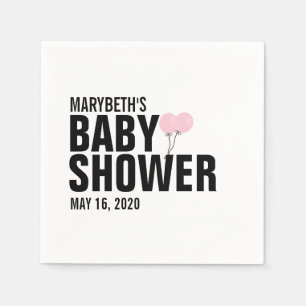 Oh Baby Simple Pink Balloon Baby Shower Napkin
