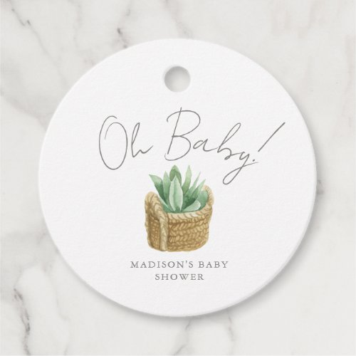 Oh Baby Simple Succulent Baby Shower Favor Tags