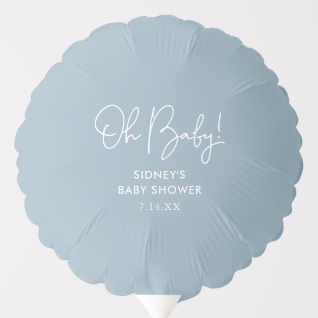 Oh Baby Sky Blue Personalized Baby Shower Balloon (Front)