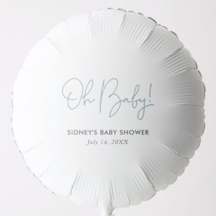 Oh Baby Sky Blue Personalized Baby Shower Balloon