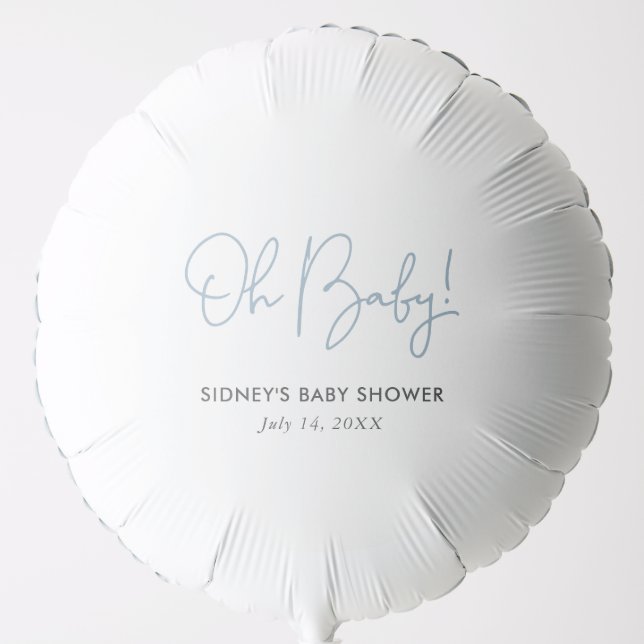 Oh Baby Sky Blue Personalized Baby Shower Balloon (Front)