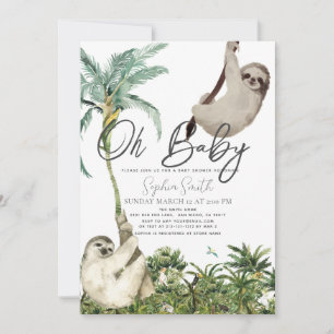Oh Baby Sloth Jungle Baby Shower Invitation