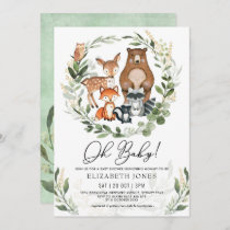 Oh Baby | Soft Greenery Woodland Forest Shower Invitation