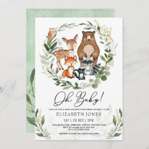 Oh Baby Soft Greenery Woodland Forest Shower Invitation