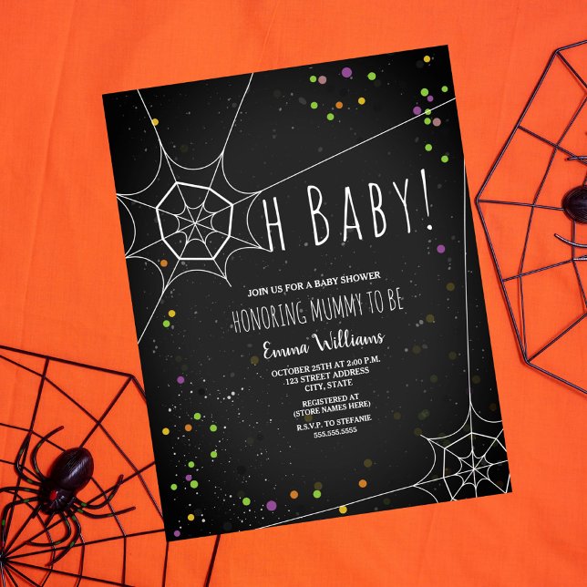 Oh Baby Spiderweb Halloween Baby Shower Invitation (Creator Uploaded)
