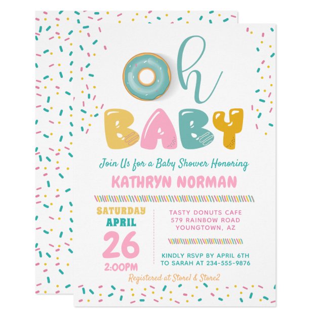 Oh Baby Sprinkle Donut Baby Shower Invitation