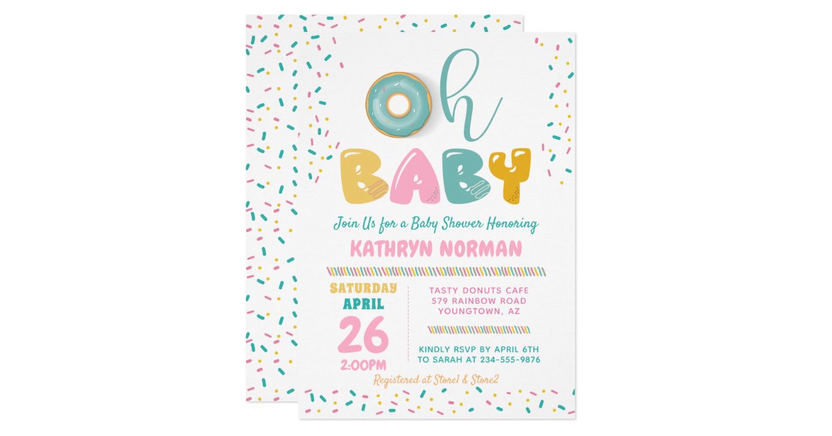 Oh Baby Sprinkle Donut Baby Shower Invitation Zazzle Com