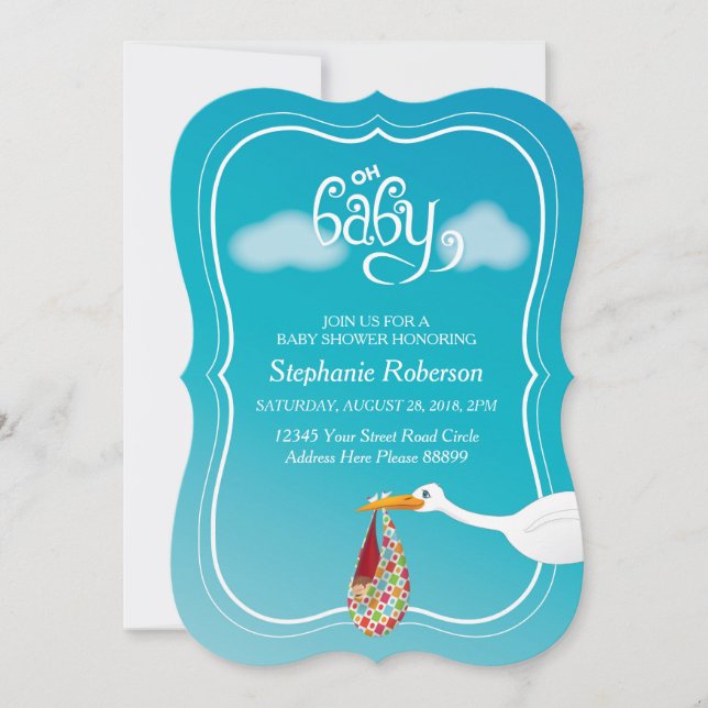 Oh Baby! Stork Baby Shower invitation (Front)