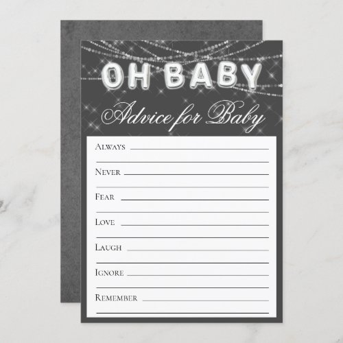 Oh Baby String Light  Dark Gray Monochrome Advice Invitation